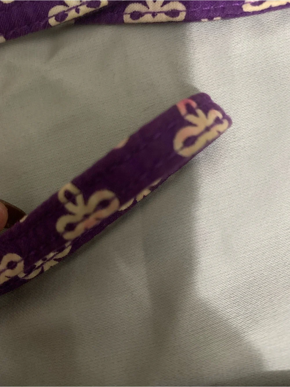 Vera Bradley LSU Zip ID Case Lanyard Wallet Purple Collegiate